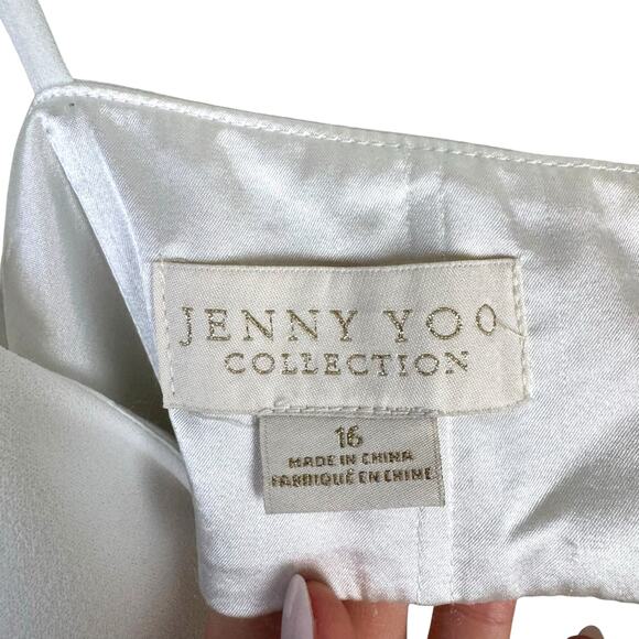 Jenny Yoo Collection The Leia White Open Back Formal Cocktail Sheath Midi Dress - Picture 11 of 13